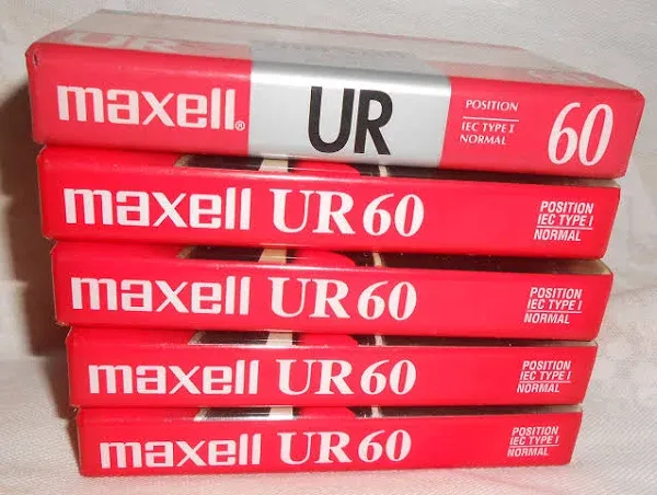 Maxell UR 60 Position IEC Type I Normal Audio Cassette 5 Pack