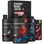 Every Man Jack Marvel Collectors Box Body Wash Gift Set - Includes Four Body Washes with Clean Ingredients - Marvel-Inspired Fresh Air, Coastal