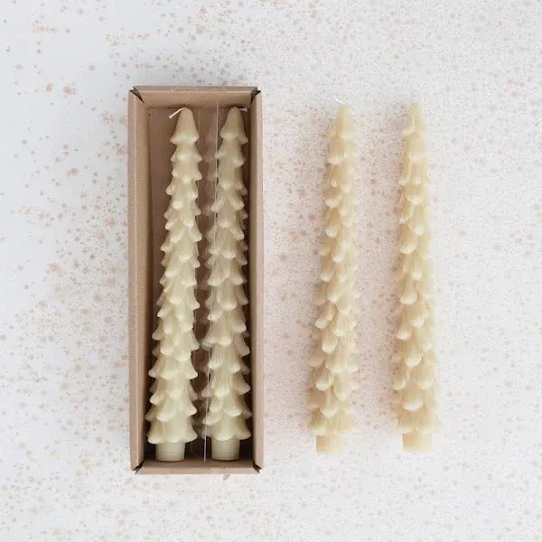 Unscented Tree Shaped Taper Candles (Set of 2)