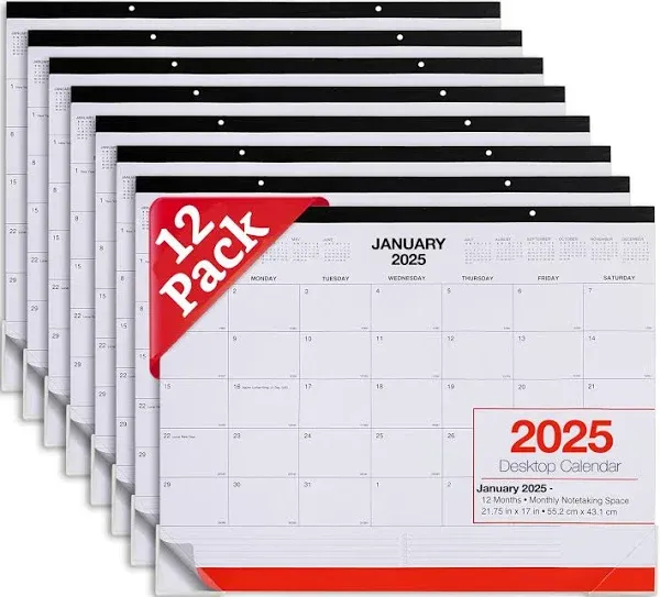 2025 Desk Calendar 2025 with Hanging Holes - Tear Off Design - Extra Large 22" x 17" - 12 Months January to December 2025 Daily Wall Planner, 2025 Wall Calendar for Scheduling & Planning - 3 Pack