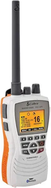 Cobra Mr HH600W Floating GPS VHF Radio w-Bluetooth - White