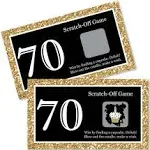 Adult 70th Birthday Birthday Party Game Scratch Off Cards