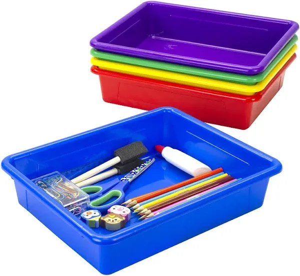 Storex Letter Size Flat Storage Tray Organizer Bin for Classroom, Office, and Home