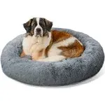 Best Friends by Sheri The Original Calming Donut Dog and Cat Bed in Shag Fur Gray, Extra Large 45x45 inch