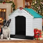 YITAHOME 28.5 Plastic Dog House Outdoor Indoor Doghouse Puppy Shelter Water Resistant Easy Assembly Sturdy Dog Kennel