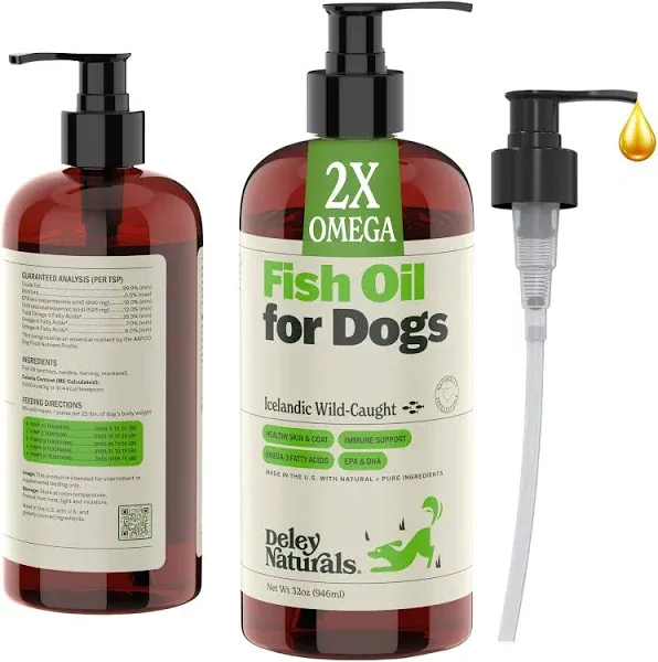 Deley Naturals Wild Caught Fish Oil for Dogs 16oz Omega 3-6-9