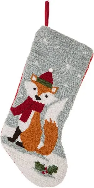 Glitzhome Fox Hooked Christmas Stocking