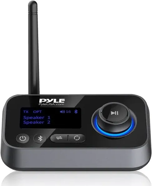 Pyle Wireless Bluetooth Transmitter Receiver - Audio Transmitting Box for TV Home Stereo, LCD Display, Optical, and Aux Audio Jacks, Bluetooth