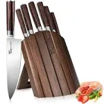 Knife Set 7 Piece Japanese Style Kitchen Knife Set With Foldable Magnetic Block Razor-Sharp High Carbon Stainless Steel Knives Set for Kitchen with Anti-slip Ergonomic Handle