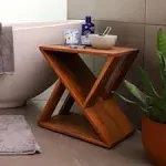 Nordic Teak Slatted Stool -Brown