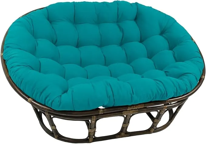 International Caravan Rattan Double Papasan Chair with Twill Cushion