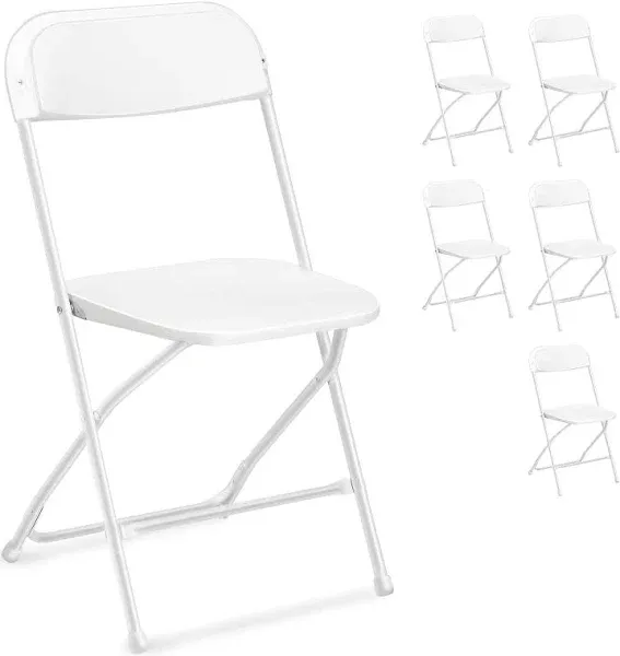 Vingli Plastic Folding Chair Indoor Outdoor Portable Stackable Commercial Seat with Steel Frame 350lb. Capacity for Events Office