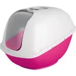 Petmate Basic Hooded Cat Litter Pan Pearl White/Pink Large