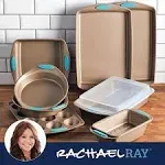 Rachael Ray Cucina Nonstick Bakeware Set, 10-Piece, Latte Brown with Agave Blue