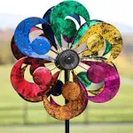 Oversized Multicolor Solar Lighted Gala Wind Spinner with Four Rotors