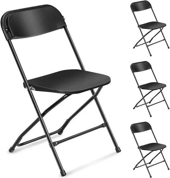 Portable HDPE Plastic Folding Chair with Steel Frame Black