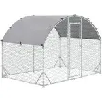 PawHut Metal Chicken Coop Large Cage with Cover Walk-in Poultry Hen Run