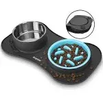 Slow Feeder Dog Bowls 3 in 1 w/  Removable Stainless Steel Food and Water Bowls