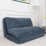 N&V Folding Matress Sofa Bean Bag Bed, Foam Filling Folding Matress Sofa, Includes Removable and Machine Washable Cover, Soft Premium Faux Fur