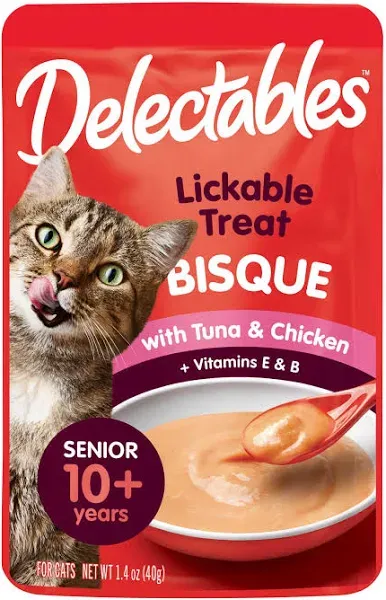 Delectables Lickable Treat Bisque Senior 10 yrs+ Tuna & Chicken