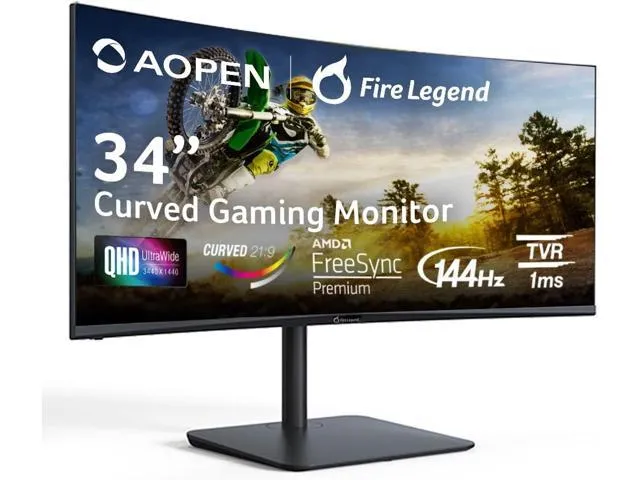 AOPEN 34HC5CUR Pbmiiphx 34-inch 1500R Curved UWQHD (3440 x 1440) Monitor with AMD FreeSync Premium Technology, Up to 144Hz Refresh Rate and 1ms TVR (1 x Display Port 1.4 & 2 x HDMI 2.0 Ports)