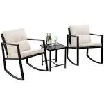 Flamaker Patio Chairs 3 Piece Wicker Rocking Chair Outdoor Bistro Sets