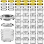 Verones Mason Jars Canning Jars, 4 oz Jelly Jars with Regular Lids and Bands, Ideal for Jam, Honey, Wedding Favors, Shower Favor, Mustard