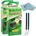 FUJIFILM QuickSnap Flash 400 Disposable 35mm Camera 2 Pack 2 Hand Straps BluebirdSales Microfiber Cleaning Cloth