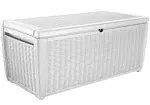 Keter Sumatra 135 Gallon Outdoor Storage Rattan Deck Box (White)