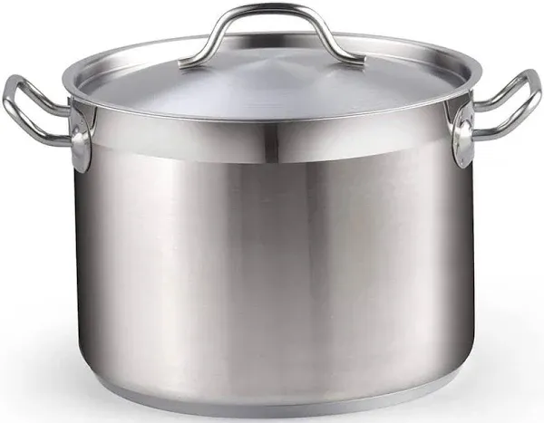 8-qt. Aluminum Stainless Steel Stock Pot with Lid Handles Ceramic Steel Safe