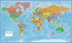 24x36 World Classic Premier 3D Wall Map Poster Paper Folded, Brown