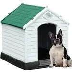 YITAHOME 28.5'' Plastic Dog House Outdoor Indoor Doghouse Puppy Shelter Water Resistant Easy Assembly Sturdy Dog Kennel with Air Vents and Elevated