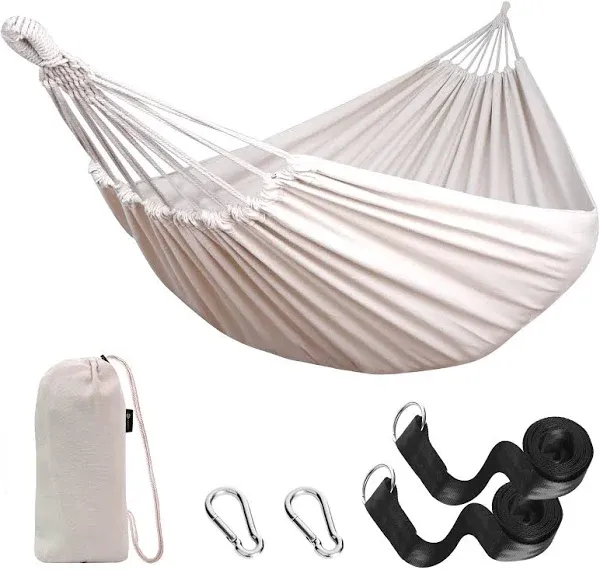 Cotton Hammock Comfortable Fabric with Tree-friendly Straps, Durable