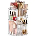 Masirs, Rotating Makeup Organizer - Adjustable Shelf Height and Fully Rotatable, The Perfect Round Spinning Cosmetic Organizer for Bedroom Dresser or