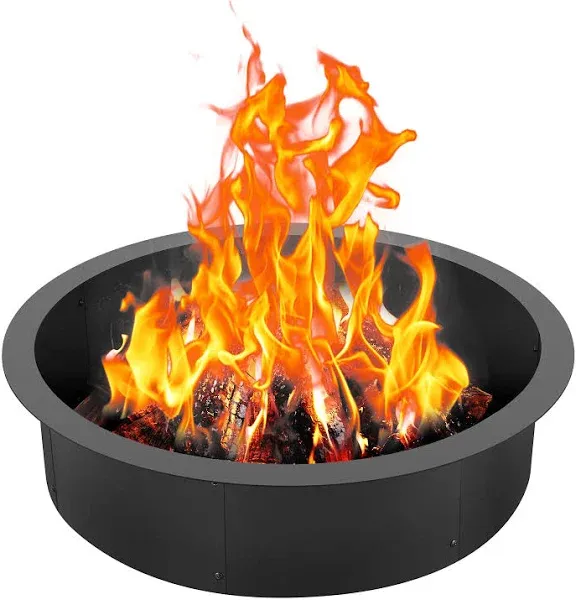 VEVOR Fire Pit Ring 45-Inch Outer/39-Inch Inner Diameter 3.0mm Thick Heavy Duty Solid Steel Fire Pit Liner DIY Campfire Ring Above or In-Ground for