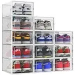 SESENO 12 Pack Shoe Storage Boxes, Clear Plastic Stackable Shoe Organizer Bins