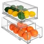 Sorbus Clear Stackable Pull Out Fridge Drawers (2 Pack | Medium)