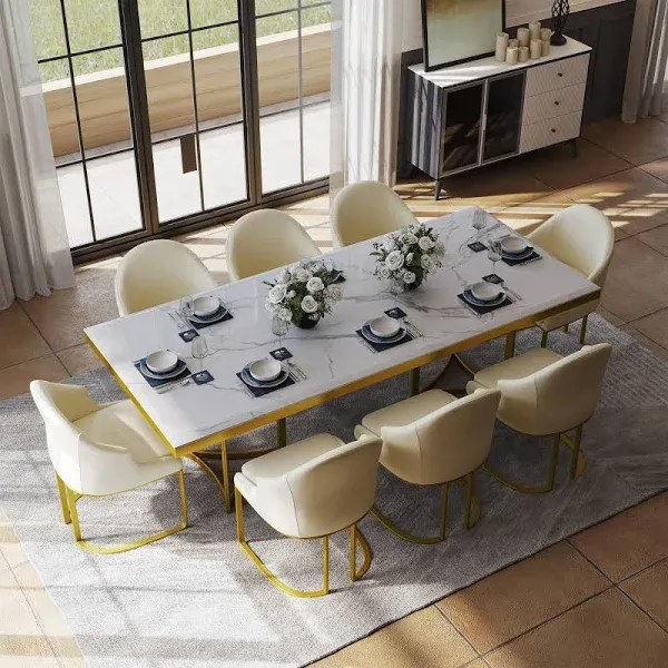 POVISON Modern Faux Marble Dining Table