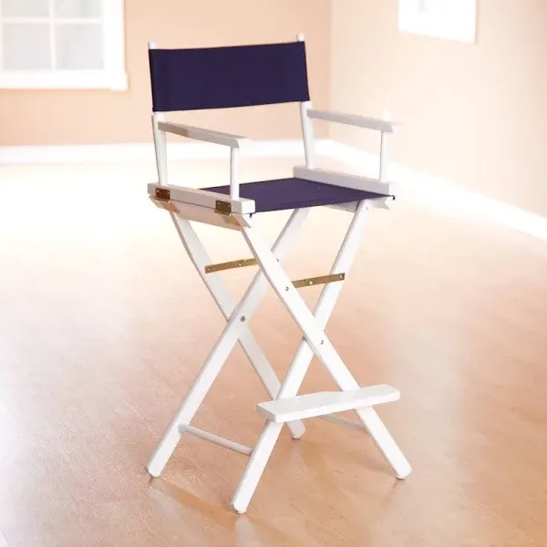 30" Director's Chair White Frame-Navy Blue Canvas