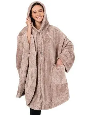 Angel Wrap Hoodie Sherpa Fluffy Poncho Blanket