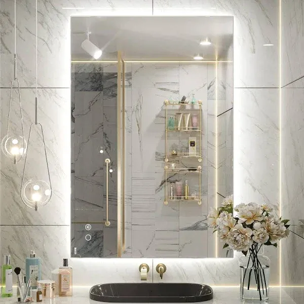 Keonjinn LED Bathroom Mirror with Lights Backlit Vanity Mirror Anti-Fog Lighted Bathroom Mirror Wall