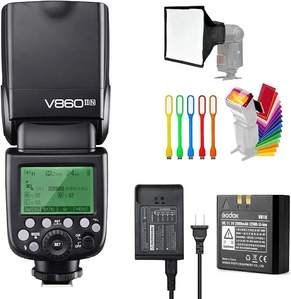 Godox V860II-C E-TTL 1/8000S HSS Master Slave GN60 Speedlite Flash Built-in 2.4G Wireless X System with 2000mAh Rechargeable Li-ion Battery for Canon