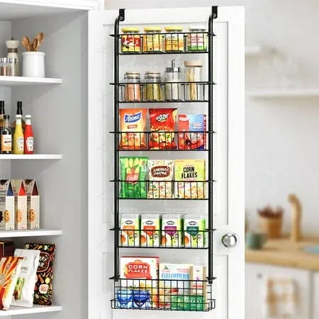 Over The Door Pantry Organizer Spice Rack: 9-Tier Metal Pantry Door Organizer - Pantry Organizers and Storage - over the Door Organizer Back of Door Spice Rack