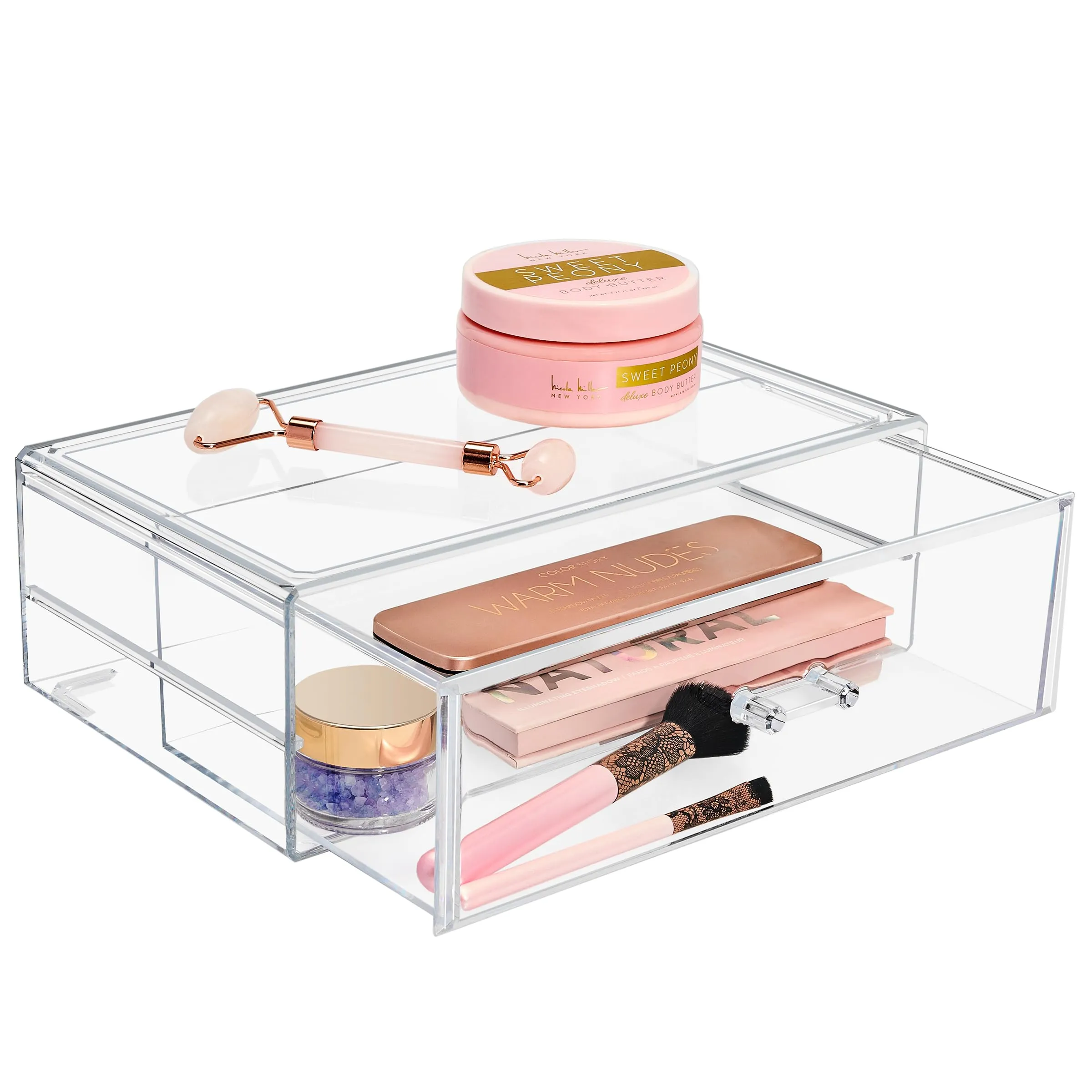 Sorbus Stackable Acrylic Drawers - 1 Clear Storage Drawers for Organizing Make up Palettes, Nail Hair Accessories, Cosmetics & Beauty Supplies - 11.75"W Makeup Organizer for Vanity, Bathroom Organizer