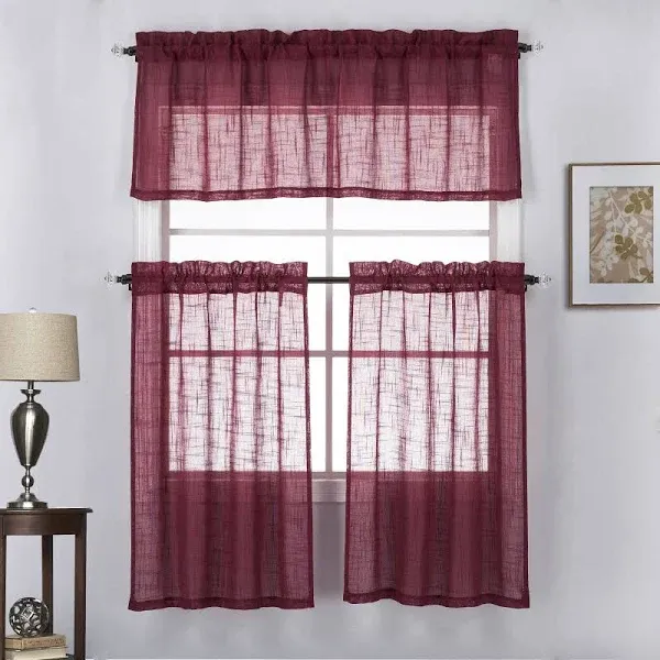 Café Kitchen Curtain Panel Tiers & Valance Set