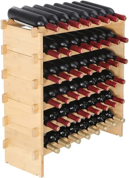 VEVOR Bottle Stackable Modular Wine Rack Bamboo Wood Display Shelf