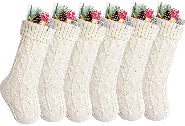 Ekiwen 6 Pack 18 Inches Large Cable Knitted Christmas Stockings