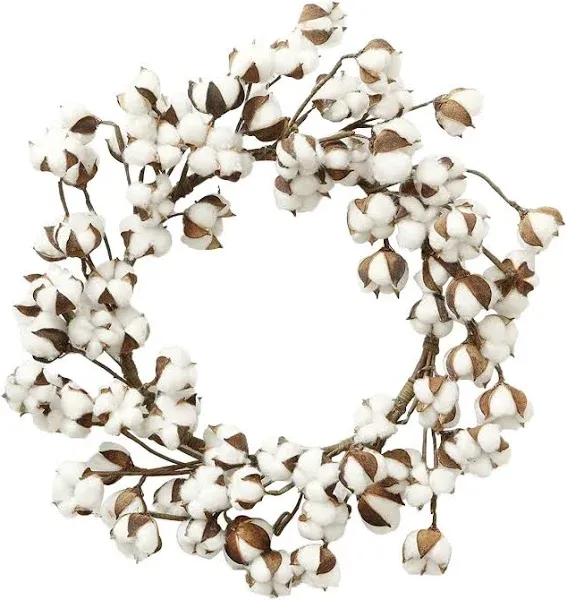 Real Cotton Bolls Wreath, Farmhouse Natural White Cotton Adjustable Stems for Indoor Home Wedding Centerpiece Decor Christmas Vintage Wreath Diameter 12"-24"