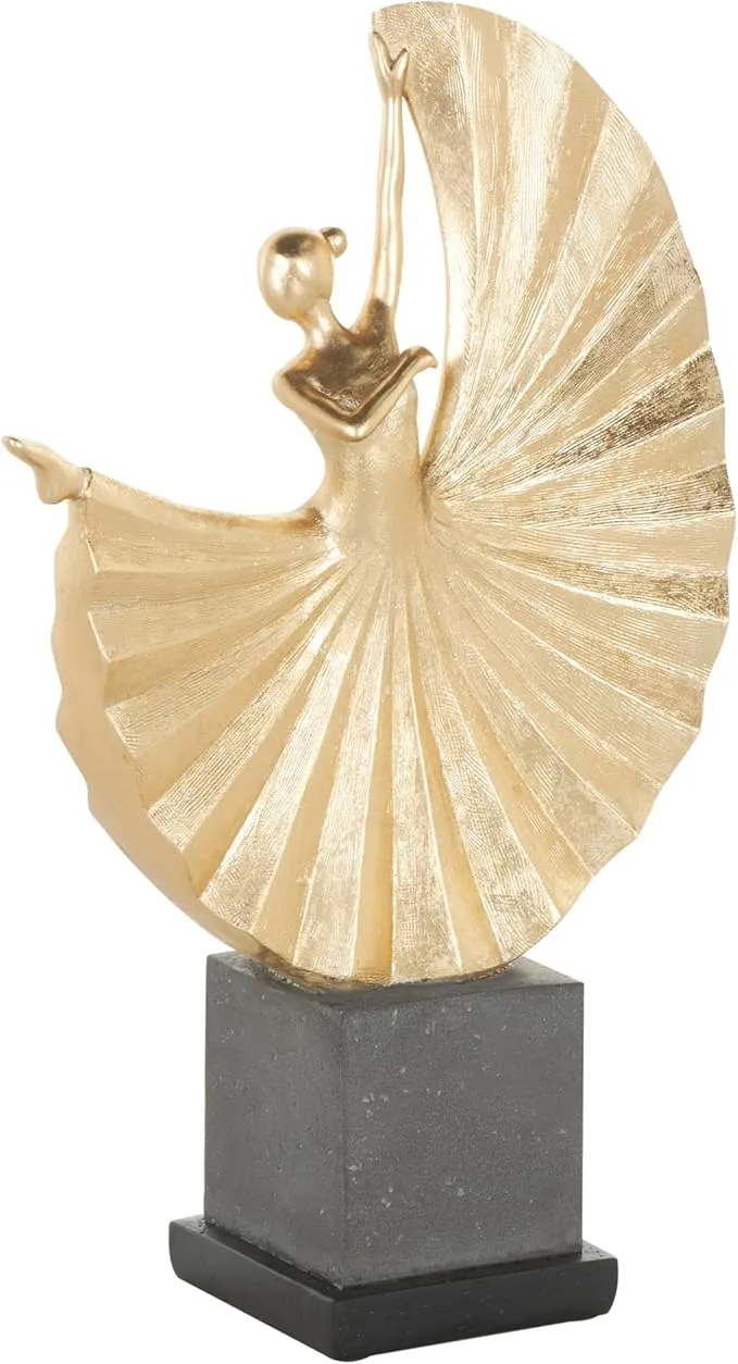 Deco 79 Polystone Dancer Decorative Sculpture Ballet Home Decor Statue with Elevated Black Base