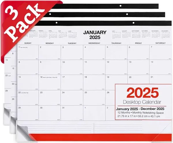 2025 Desk Calendar 2025 with Hanging Holes - Tear Off Design - Extra Large 22...